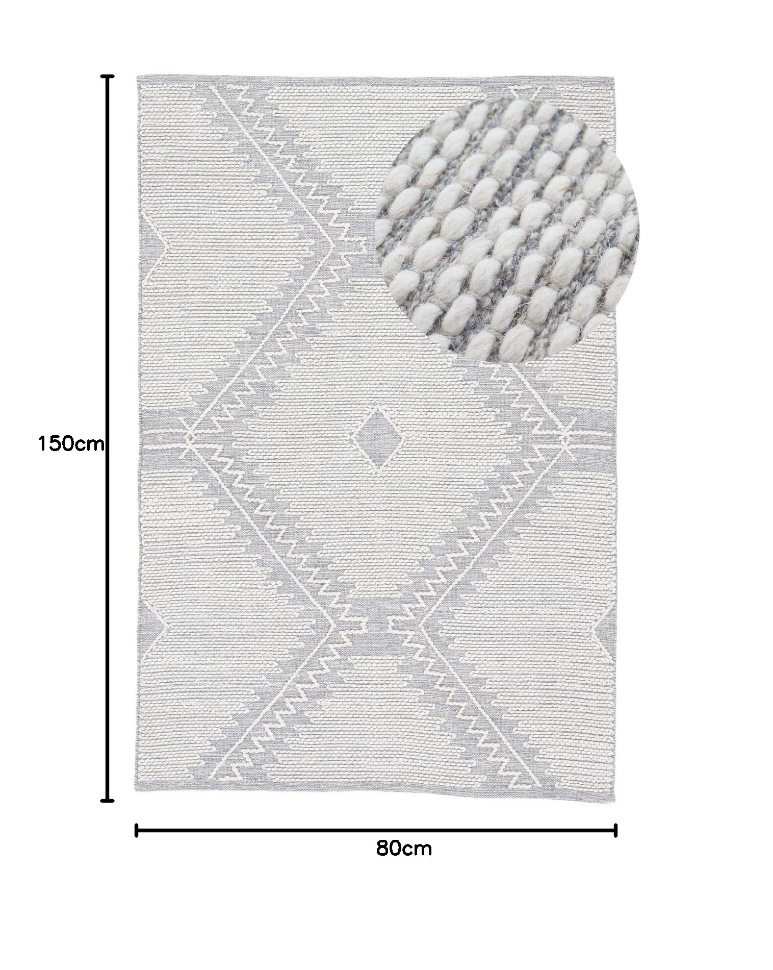 carpetfine-kelim-durry-baumwollteppich-grau-80x150-cm image 2