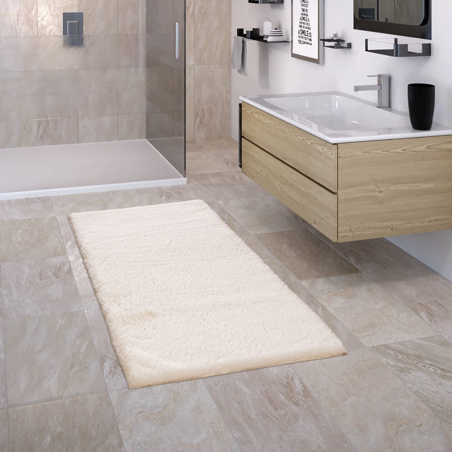 paco-home-spa-badezimmerteppich-shaggy-60x100-cm-grau-rutschfest-waschbar image 6