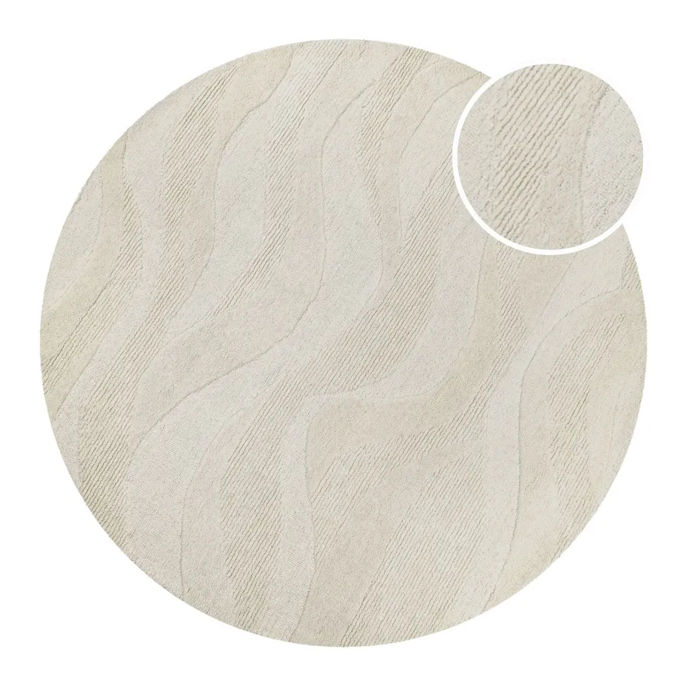 weconhome-kurzflor-teppich-rund-creme-wei-meliert-schurwolle-hamptons-thirtyfour image 1