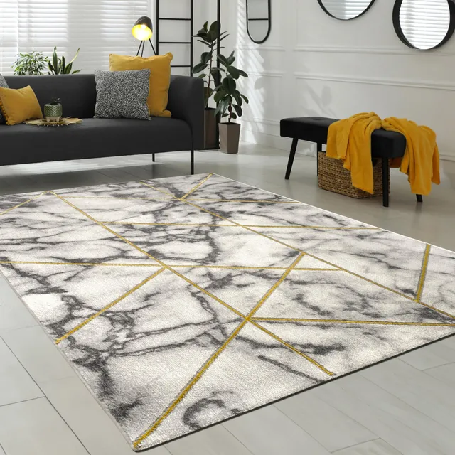 paco-home-brilliance-wohnzimmer-teppich-80x150-cm-gold-4-marmor-optik-kurzflor image 1
