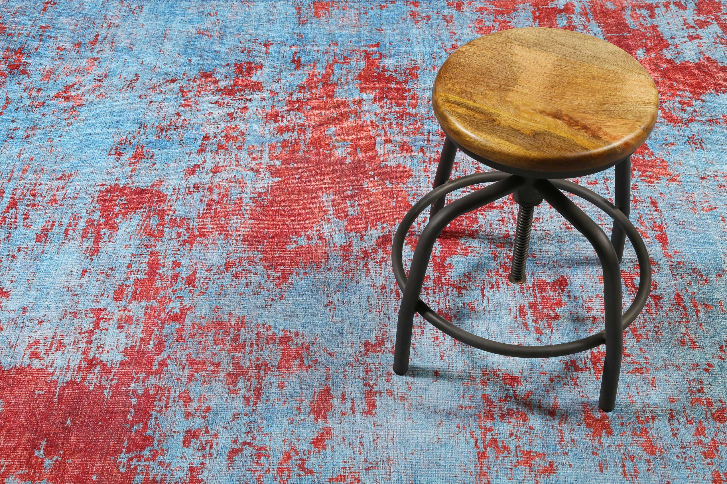 weconhome-hot-spring-vintage-teppich-t-rkis-rost-rot-gewebter-teppich-aus-baumwo image 6