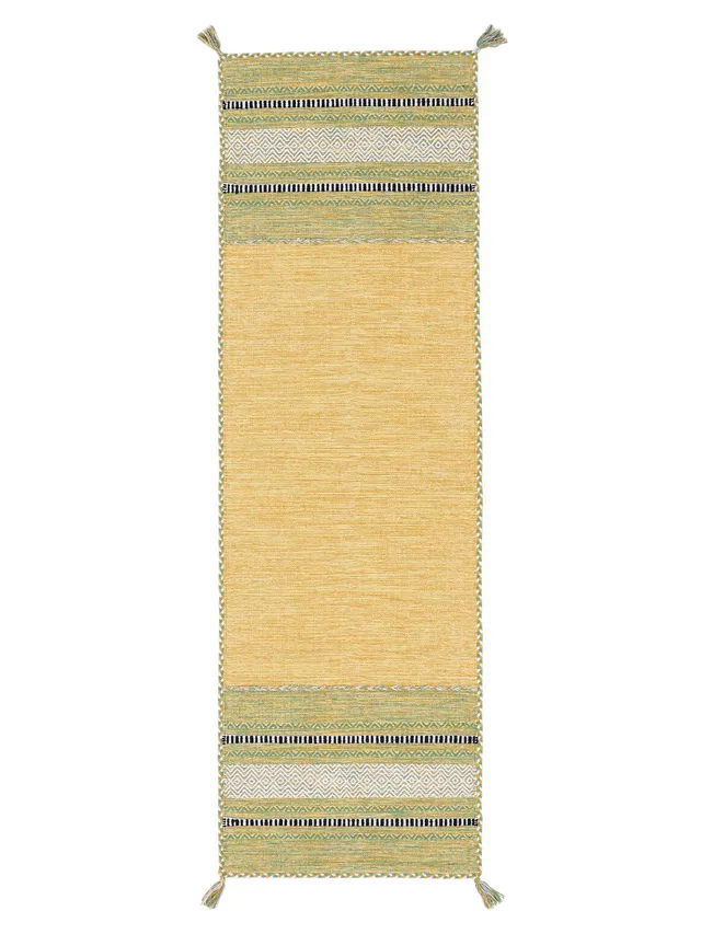 carpetfine-kelim-azizi-l-ufer-baumwolle-gelb-80x300-cm image 1