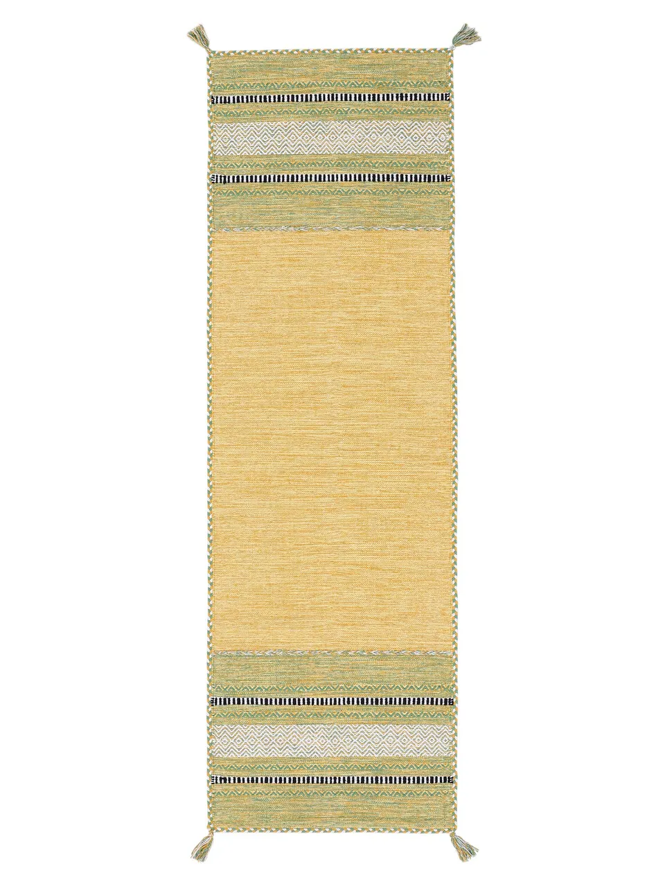 carpetfine-kelim-azizi-l-ufer-baumwolle-gelb-80x300-cm image 1