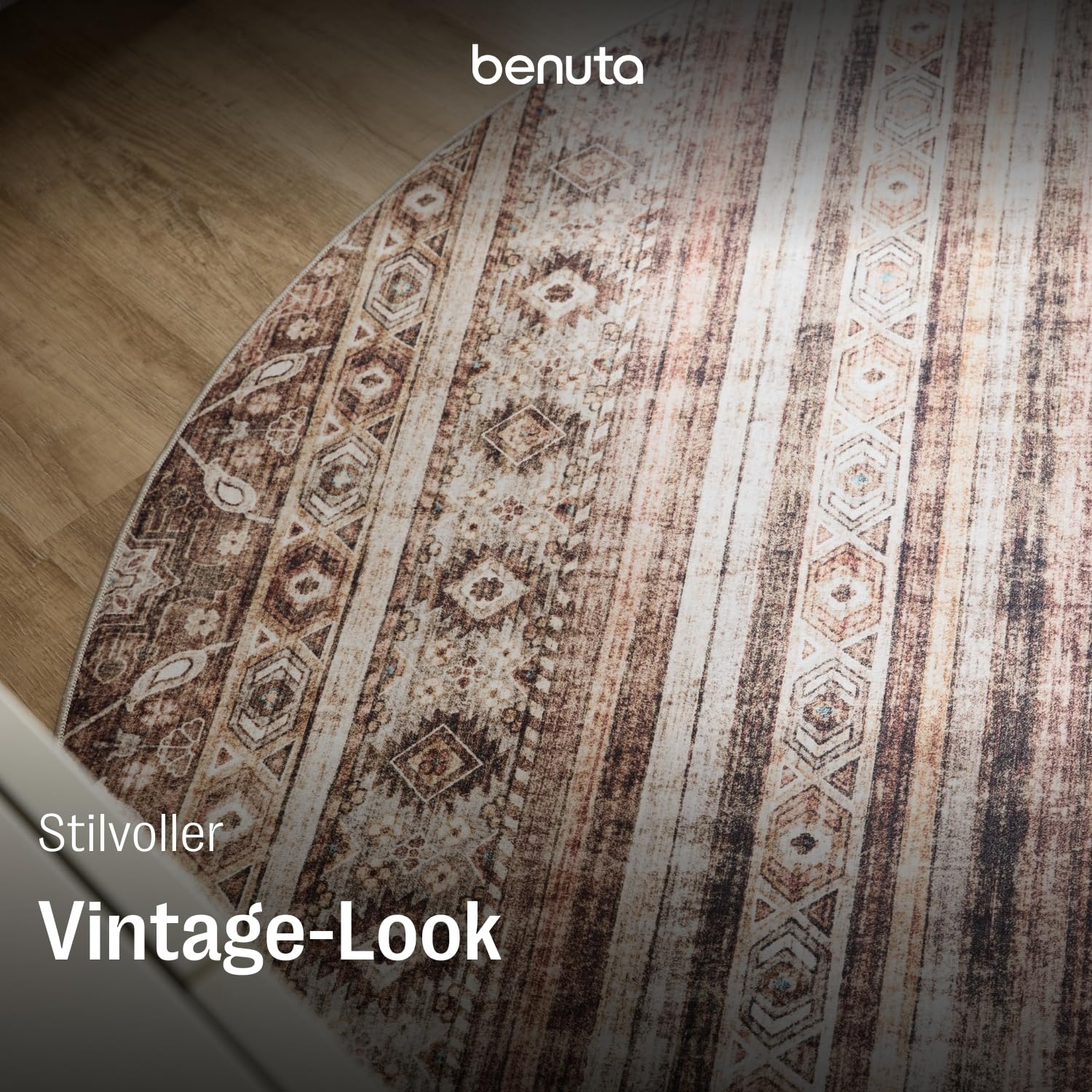 benuta-basic-waschbarer-teppich-george-braun-120-cm-rund-vintage-design-anti-rut image 2
