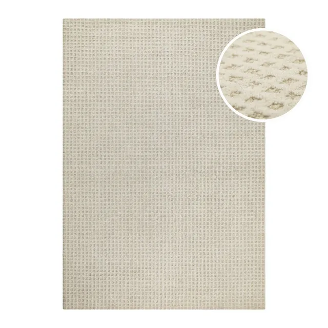 weconhome-hamptons-thirty-kurzflor-teppich-creme-wei-handgetuftet-karo-design image 1