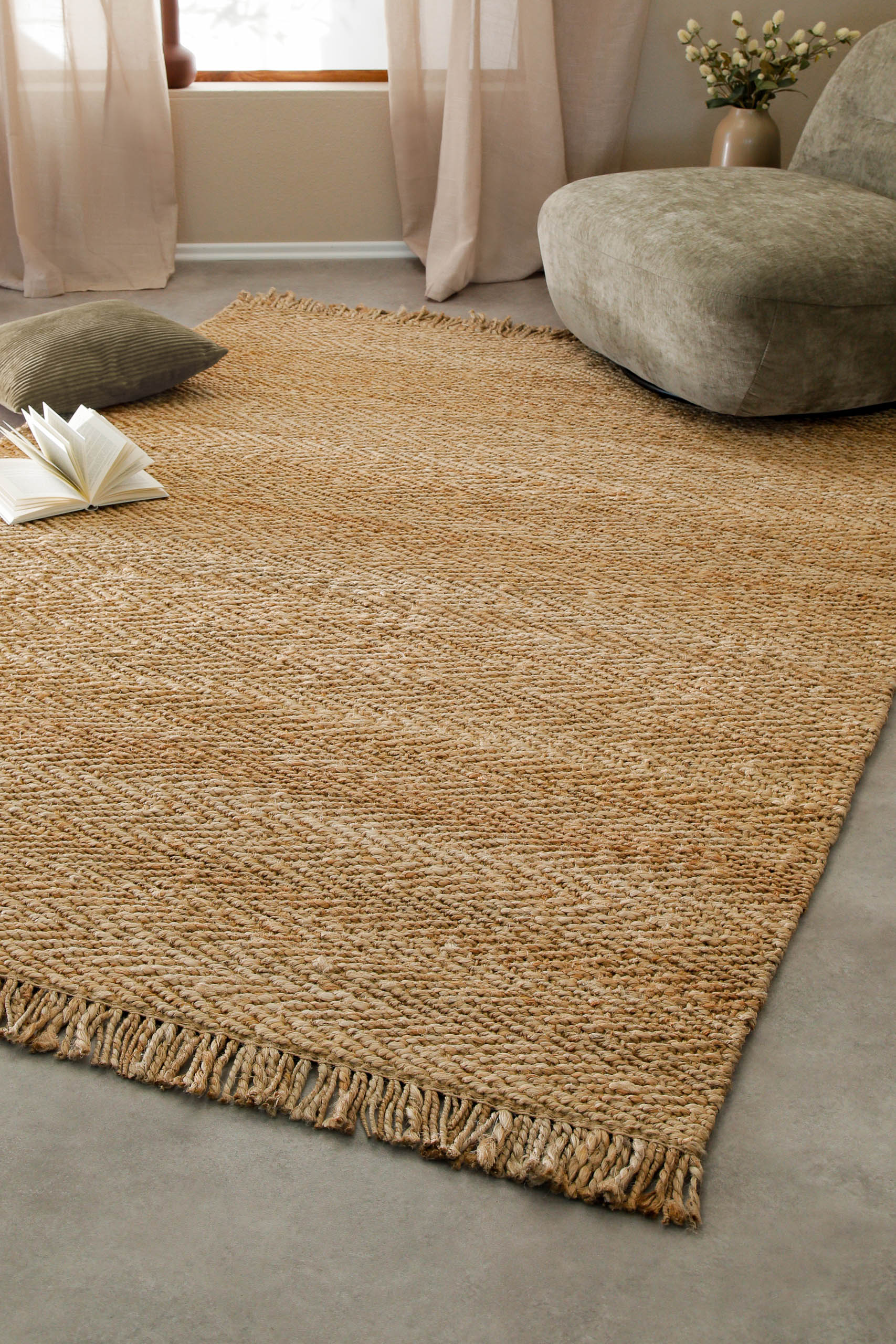weconhome-green-looop-jute-teppich-dhurry-handgewebt-schwer-fischgr-t-struktur image 7