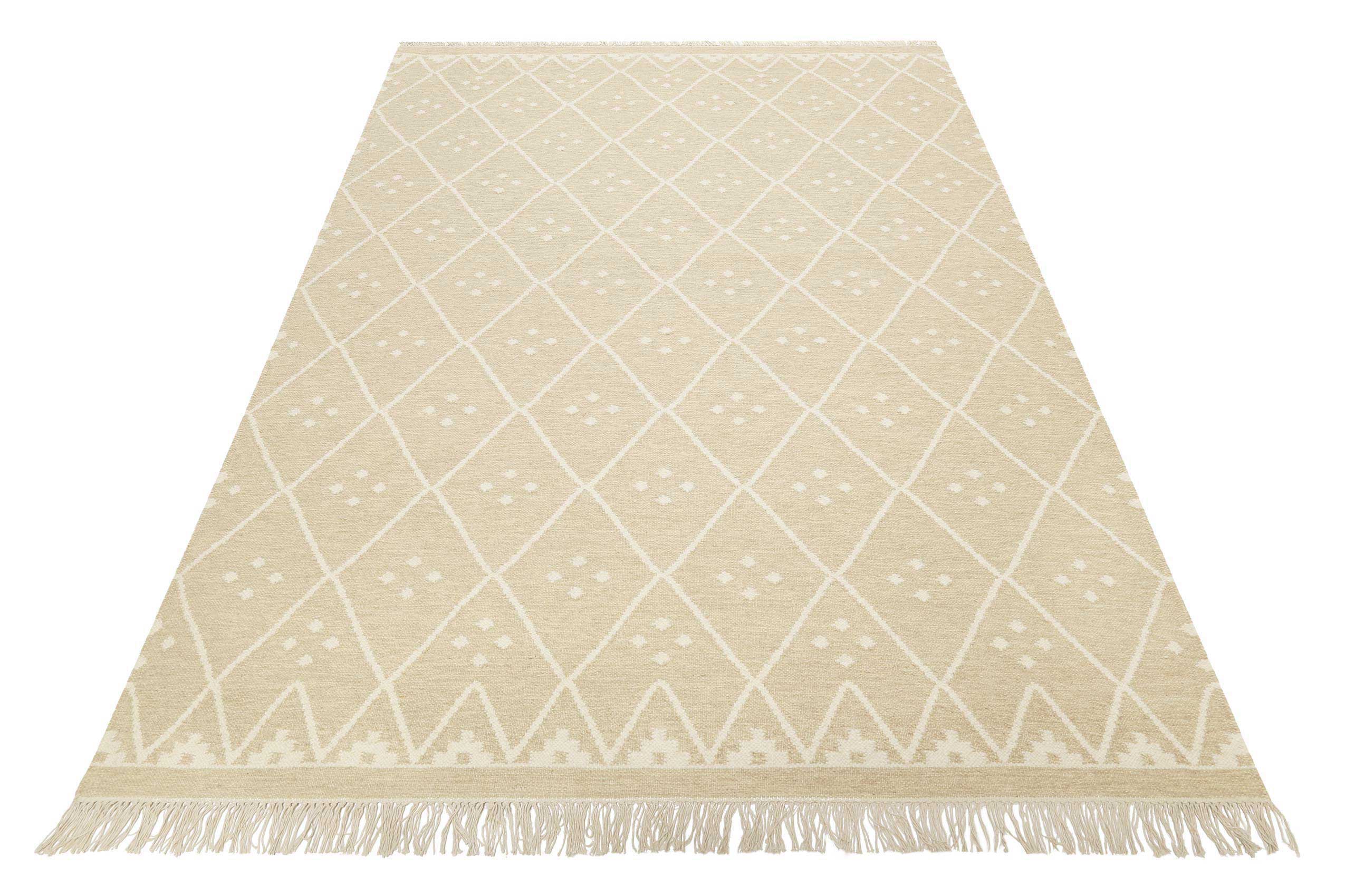 green-looop-kelim-teppich-vermont-beige-creme-meliert-kurzflor-wolle image 2