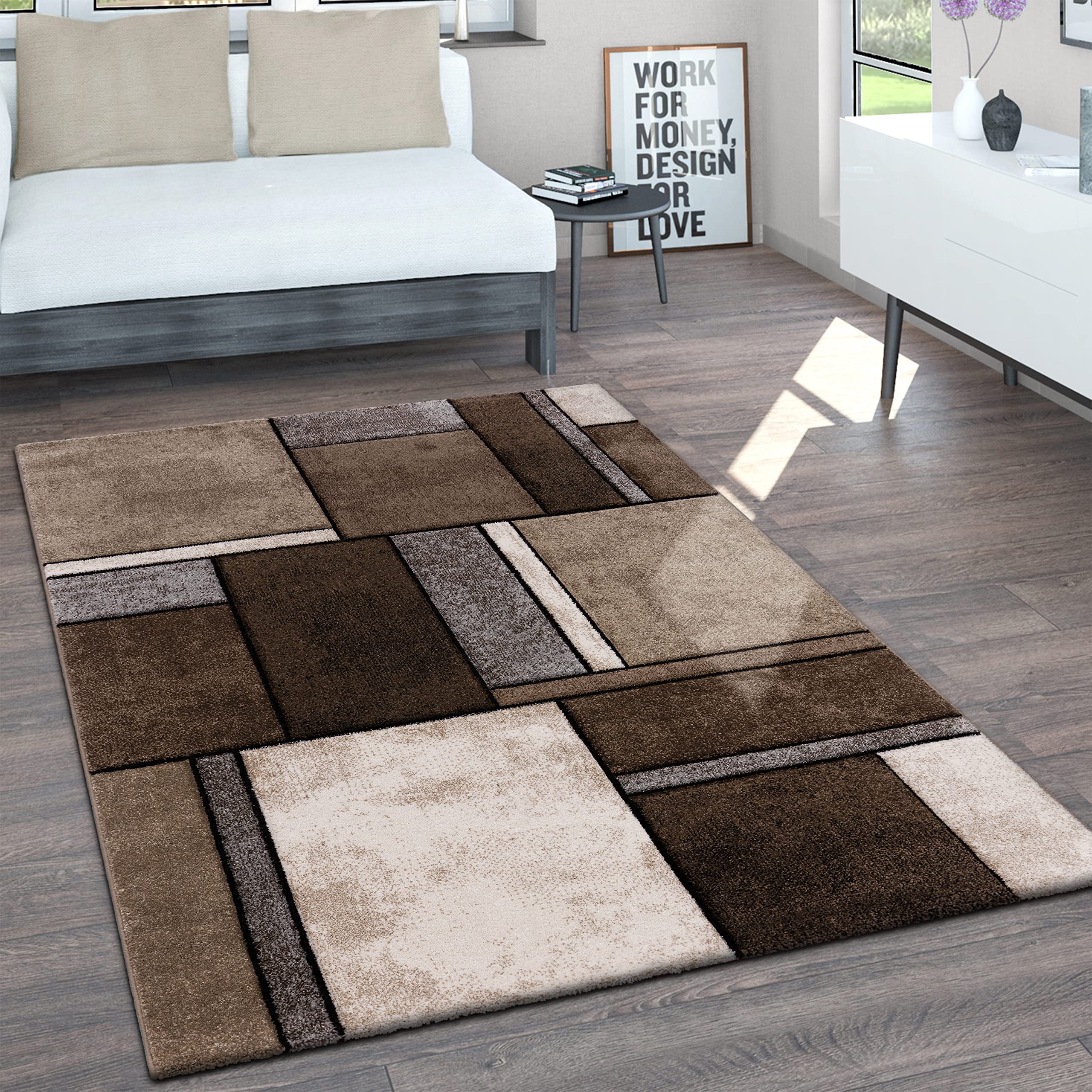paco-home-kurzflor-teppich-240x330-cm-braun-meliert-3d-konturenschnitt image 1