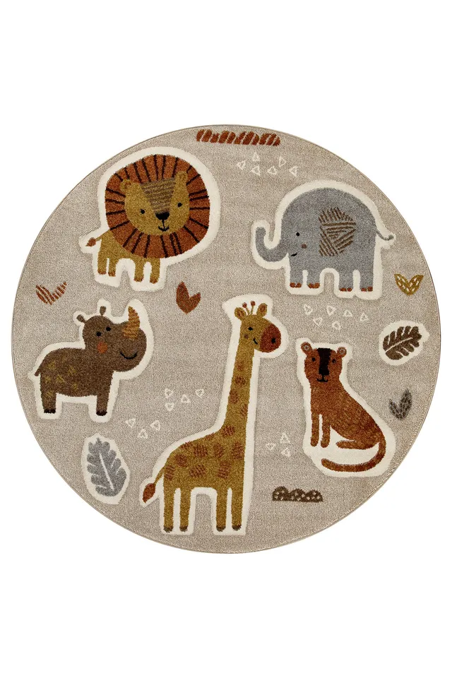 smart-kids-nala-friends-kinderteppich-rund-sand-beige-dschungel image 1