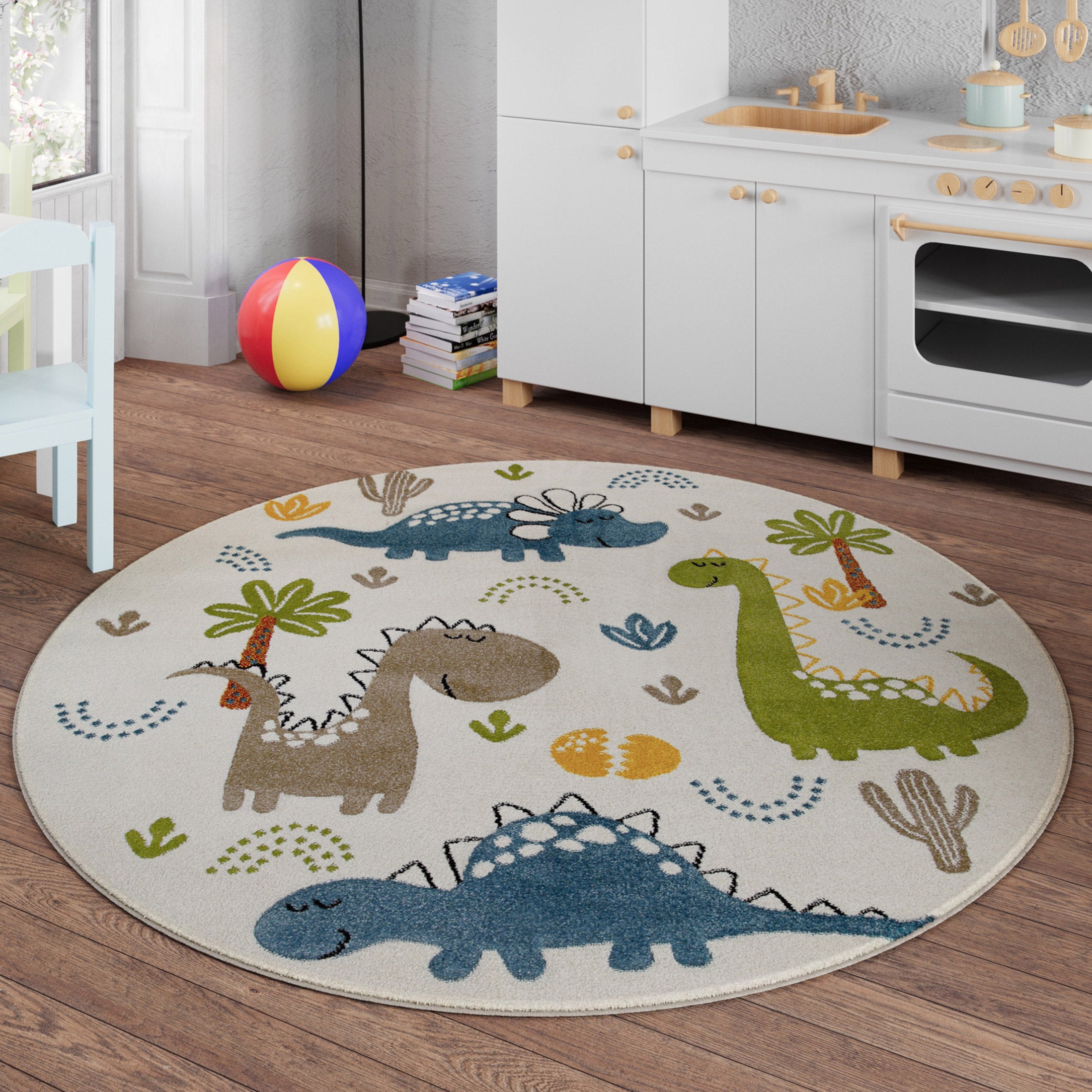 smart-kids-by-weconhome-dino-friends-kinderteppich-rund-creme-wei-konturenschnit image 2