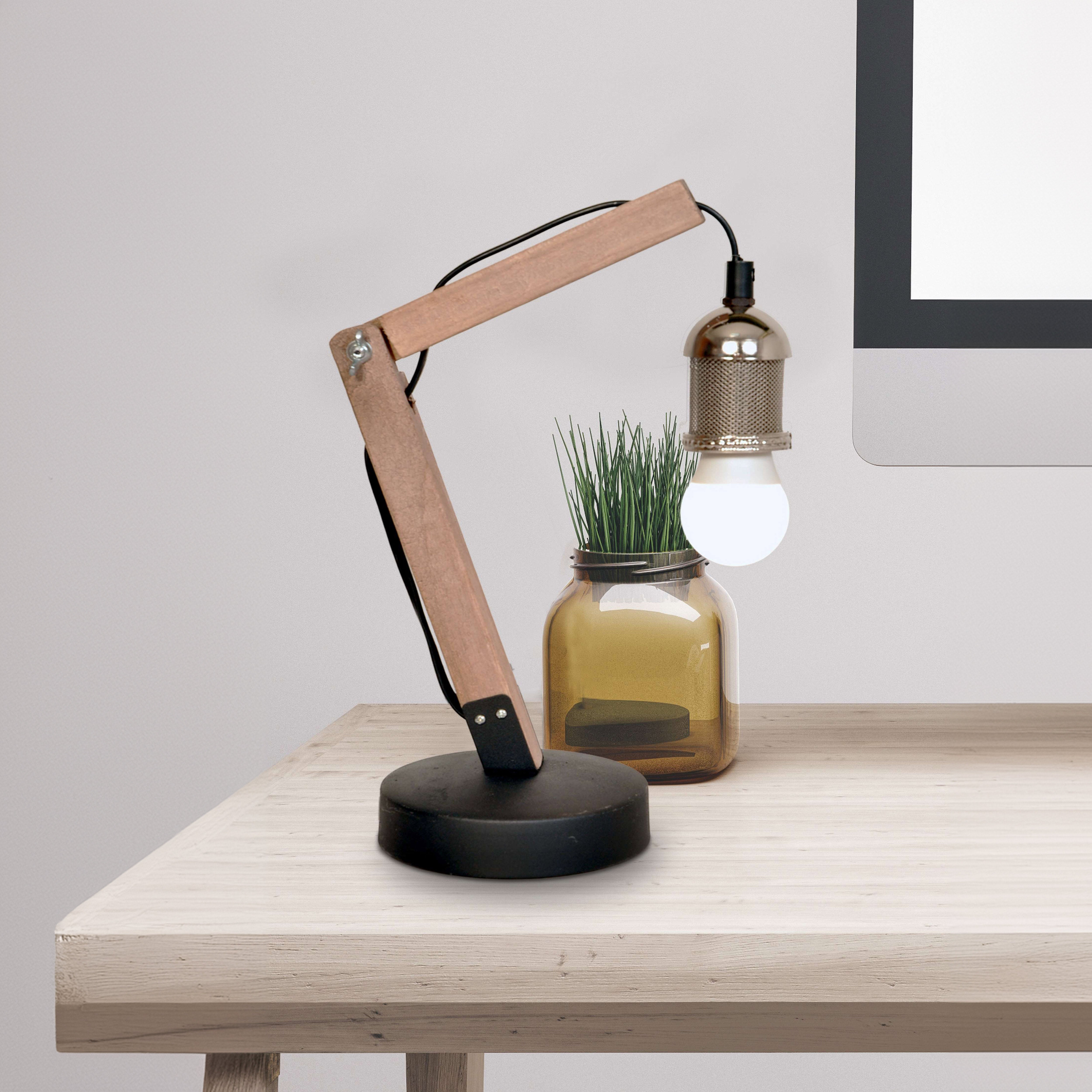 kayoom-rossa-i-silber-tischlampe-holz-eisen-leuchte-mit-e27-fassung-schwarz-silb image 3