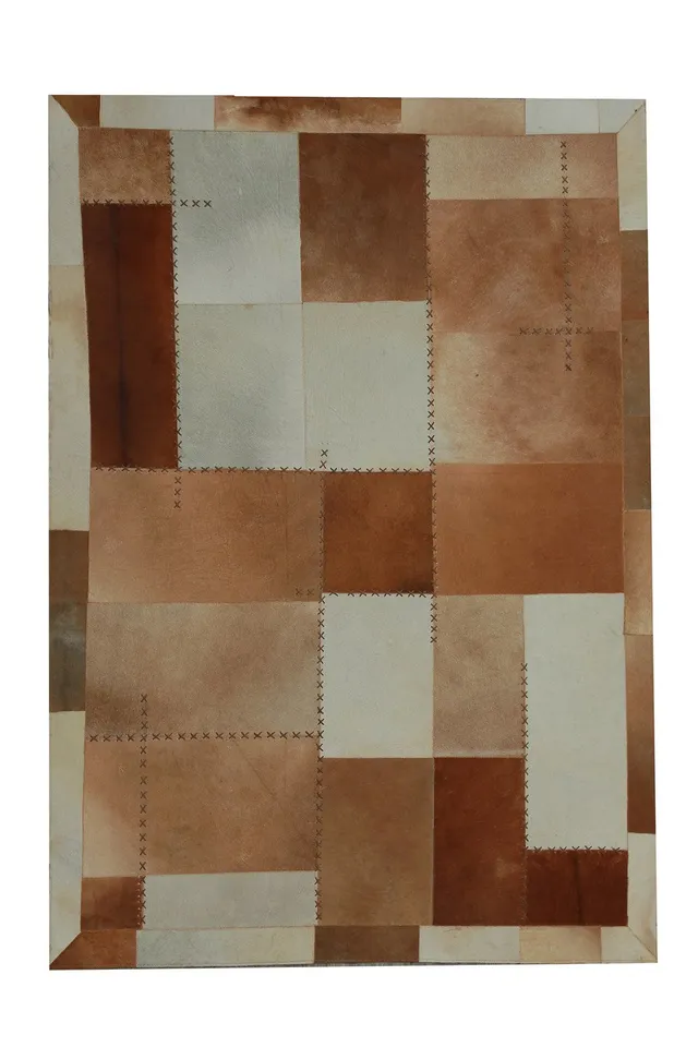 kayoom-mystic-110-lederteppich-patchwork-optik image 1