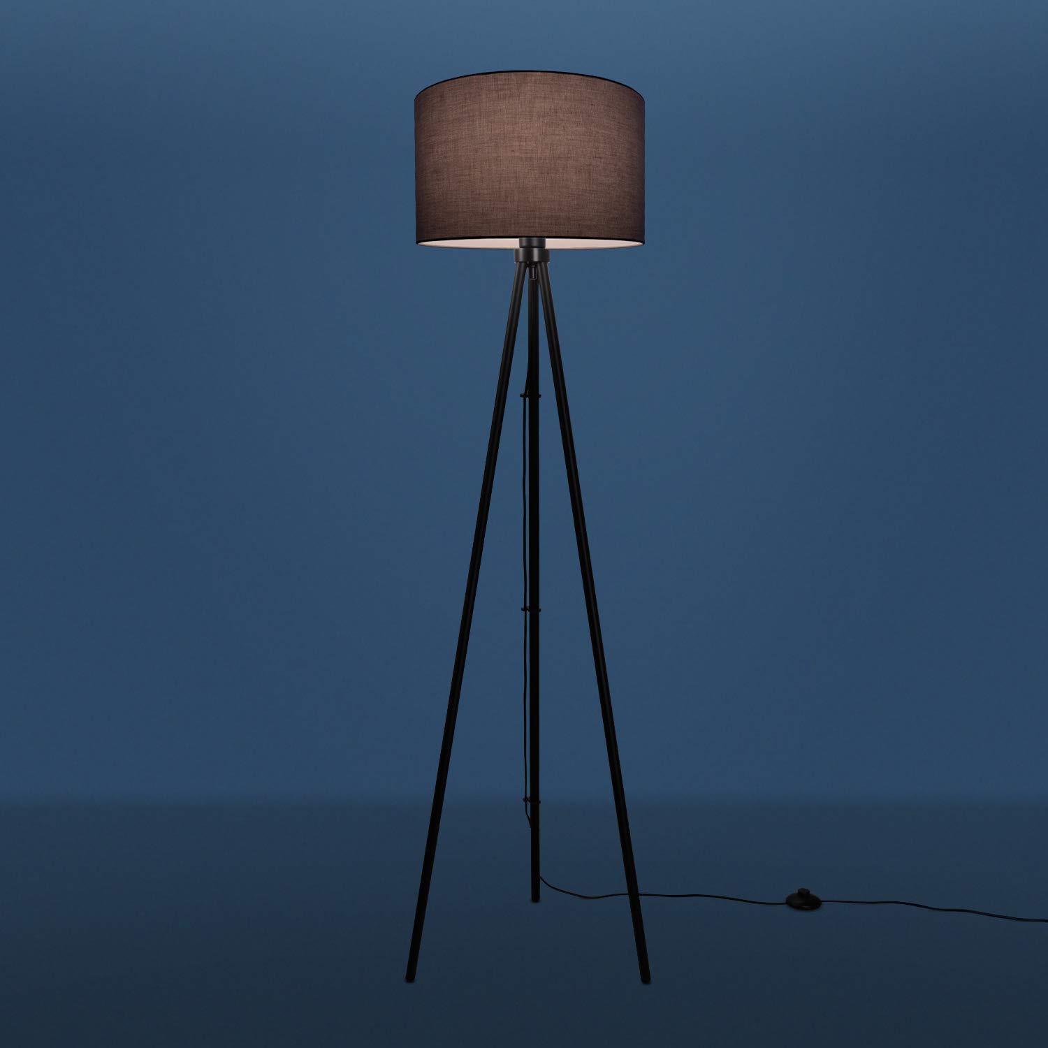 paco-home-volta-led-stehlampe-dreibein-schwarz-schirm-grau-38-cm-e27 image 3