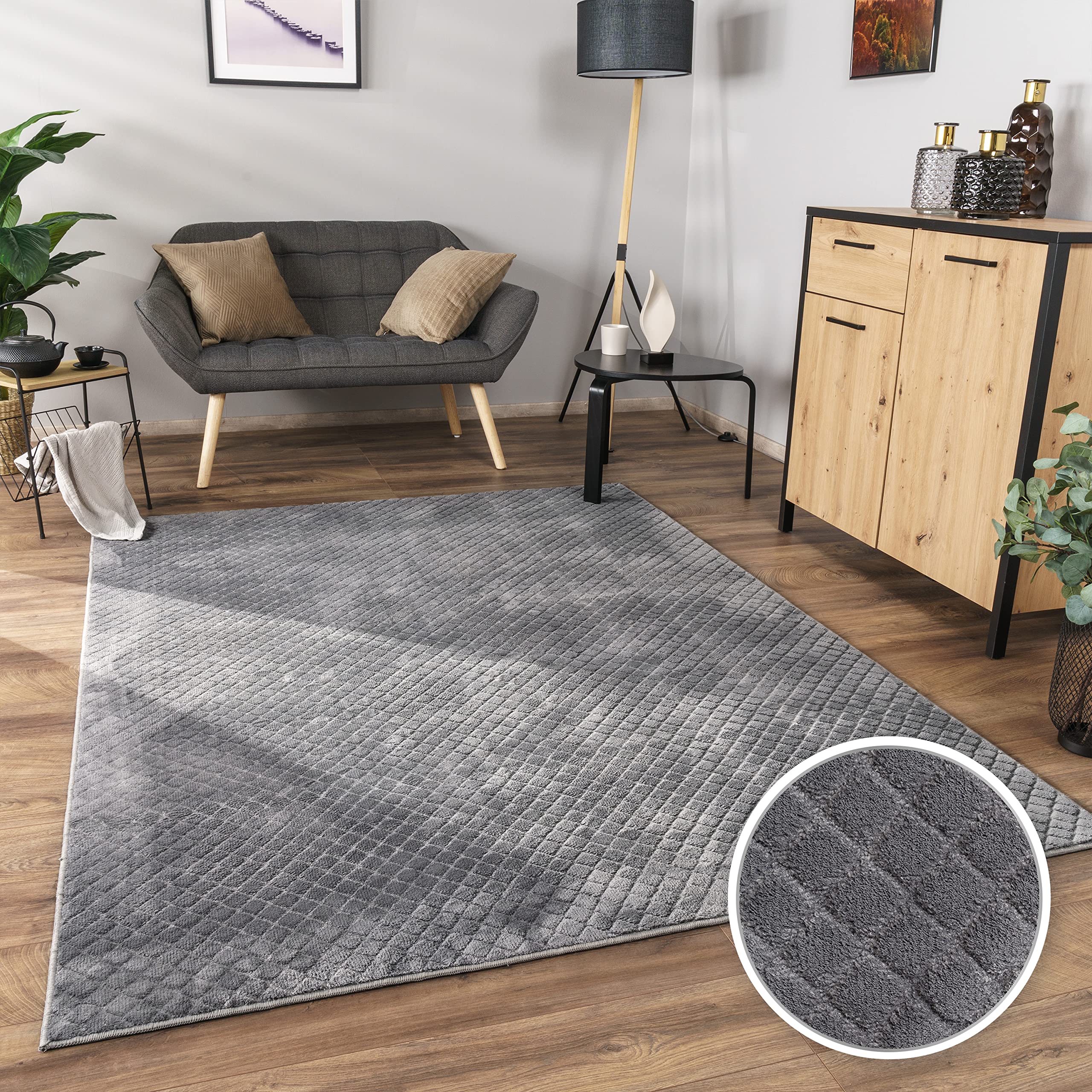 paco-home-metro-teppich-grau-60x100-cm-rauten-3d image 8