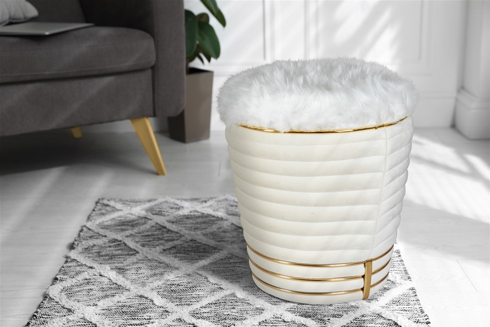kayoom-doric-325-hocker-stylischer-pouf-mit-aufwendiger-steppung-verschiedene-fa image 2