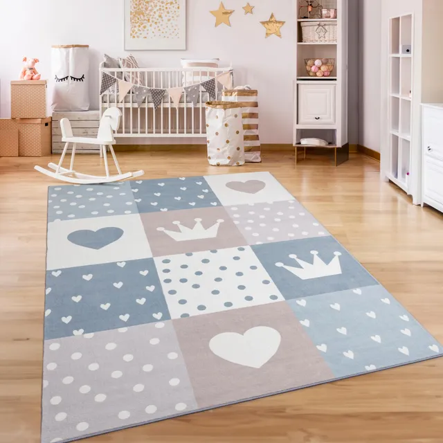 paco-home-kinderteppich-krone-herzen-160x220-cm-in-beige image 1