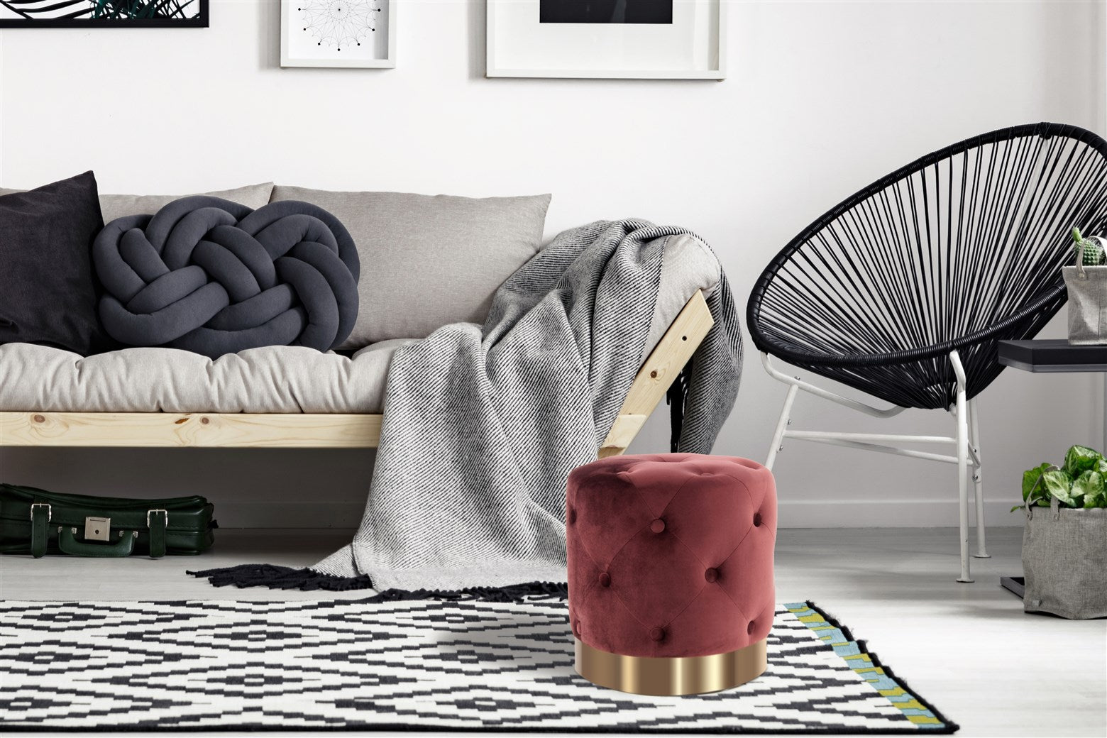 kayoom-hocker-piano-225-glamour-sitzhocker-mit-samtbezug-und-goldenem-standfu image 2