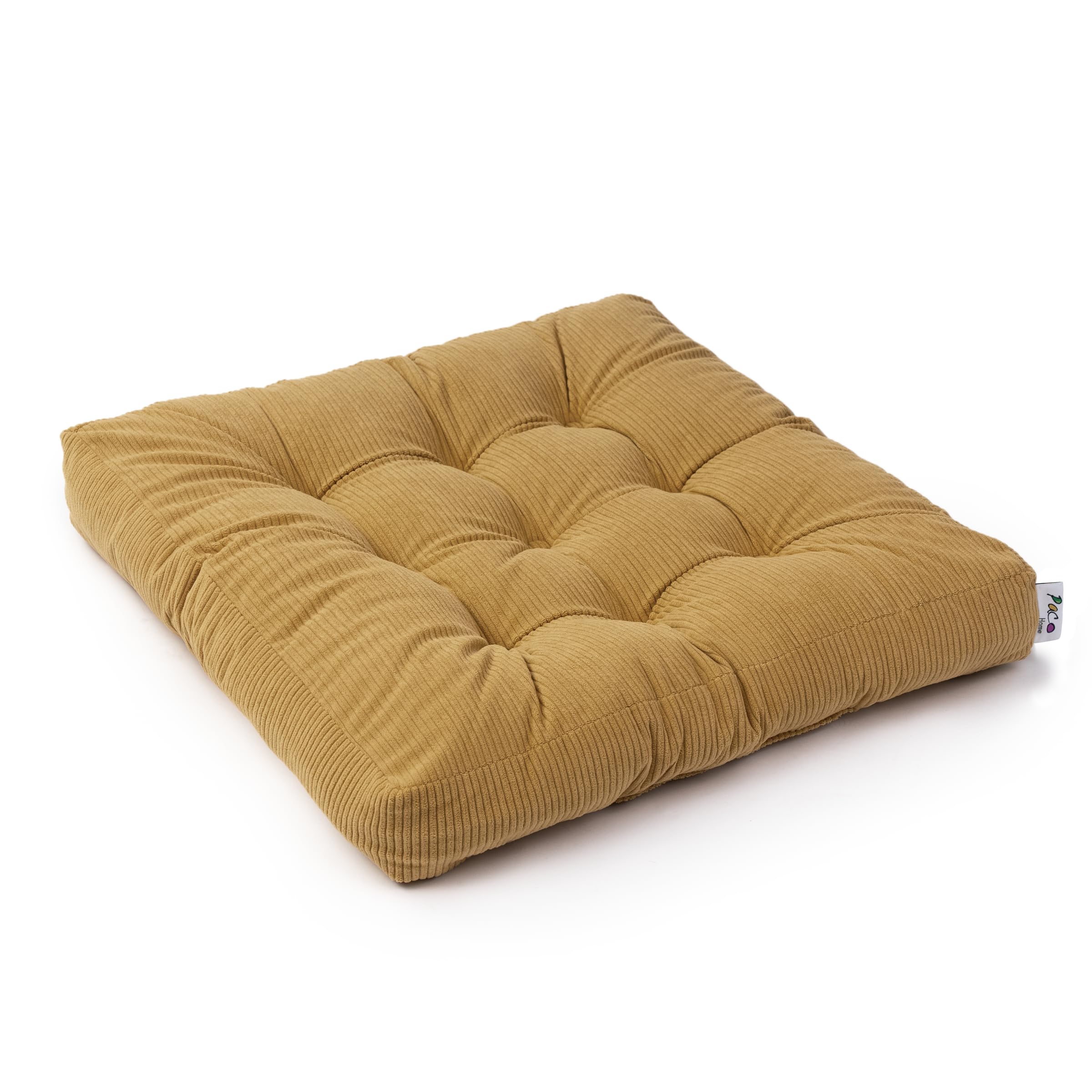 paco-home-bodenkissen-uni-ocker-sitzkissen-rund-50x50x8-cm image 1
