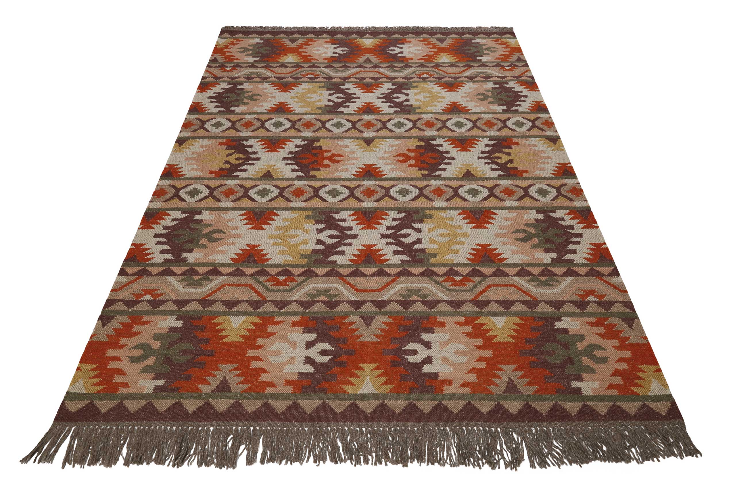 weconhome-green-looop-balou-kelim-teppich-rostbraun-wolle image 3