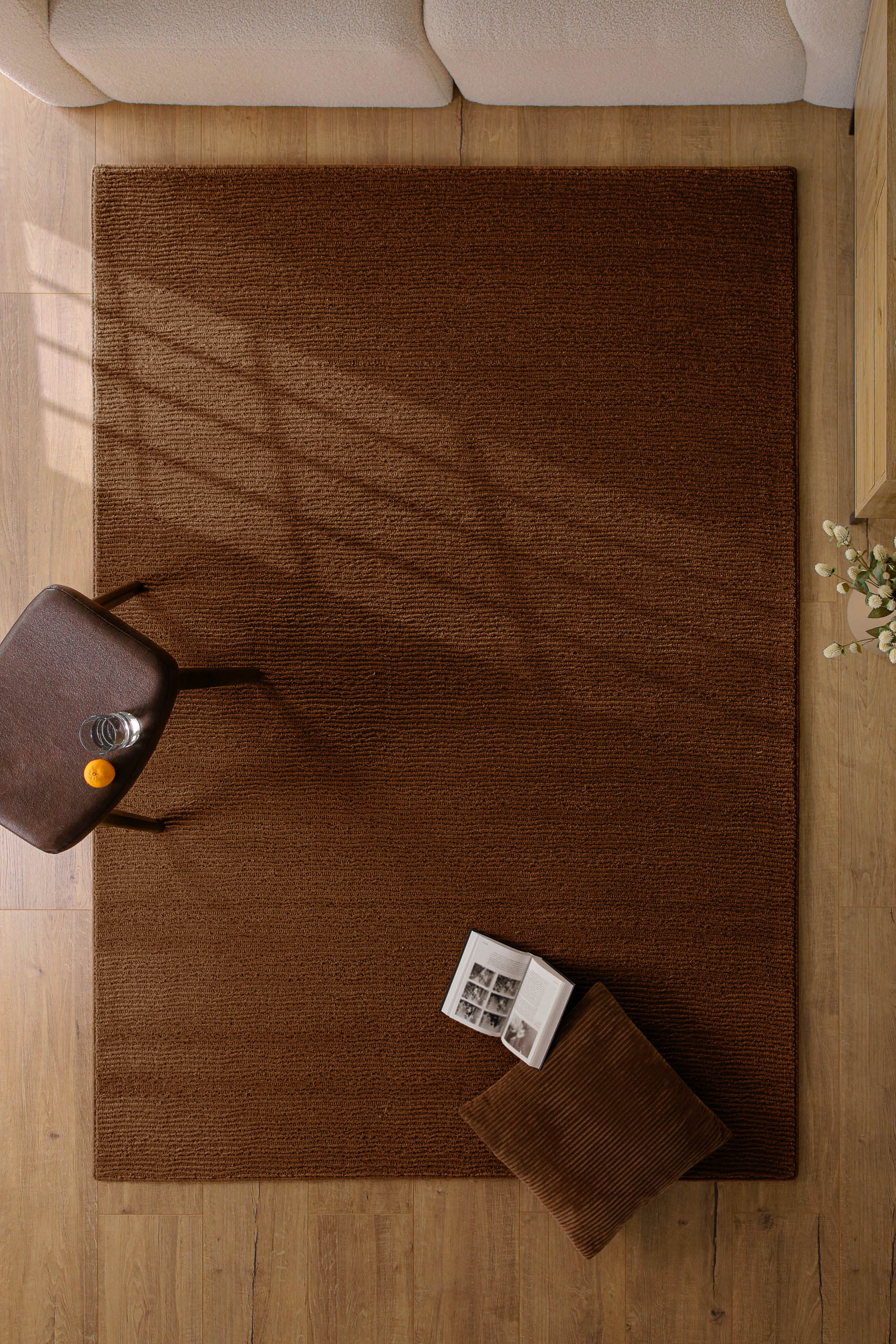 weconhome-kurzflor-teppich-schurwolle-braun-castello-one-handgewebt-hoch-tief-mu image 4