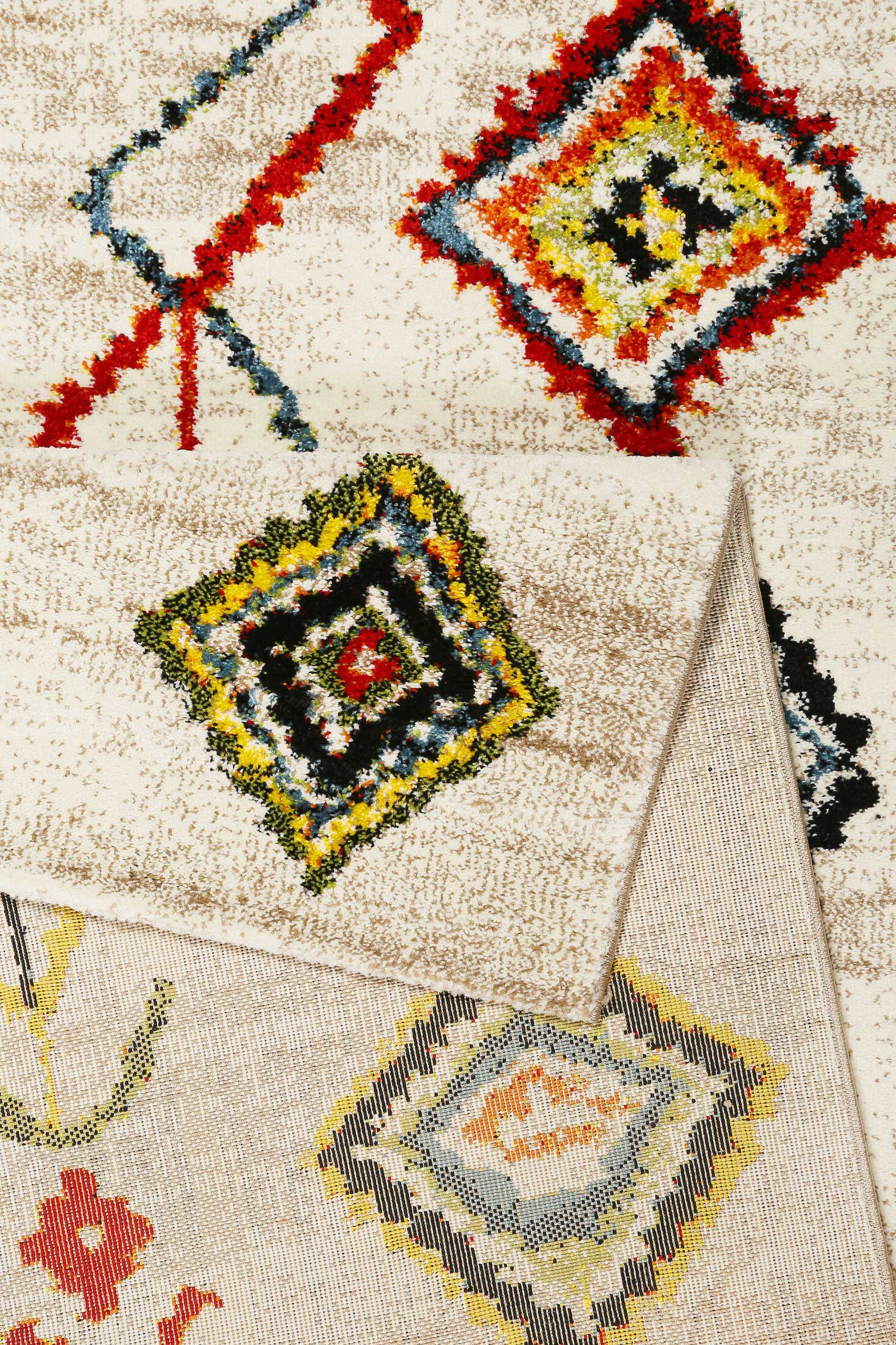 weconhome-medina-colorful-marrakesh-kurzflor-teppich-beige-bunt image 3