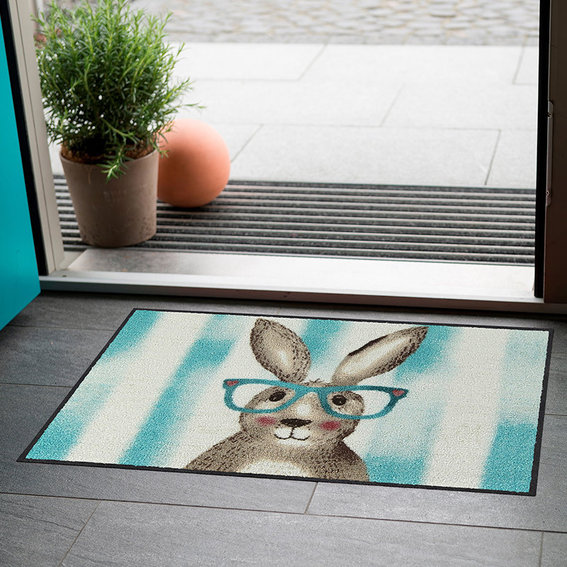 salonloewe-smart-rabbit-eingangsmatte-50-x-75-cm-hase-mit-brille-waschbar image 2