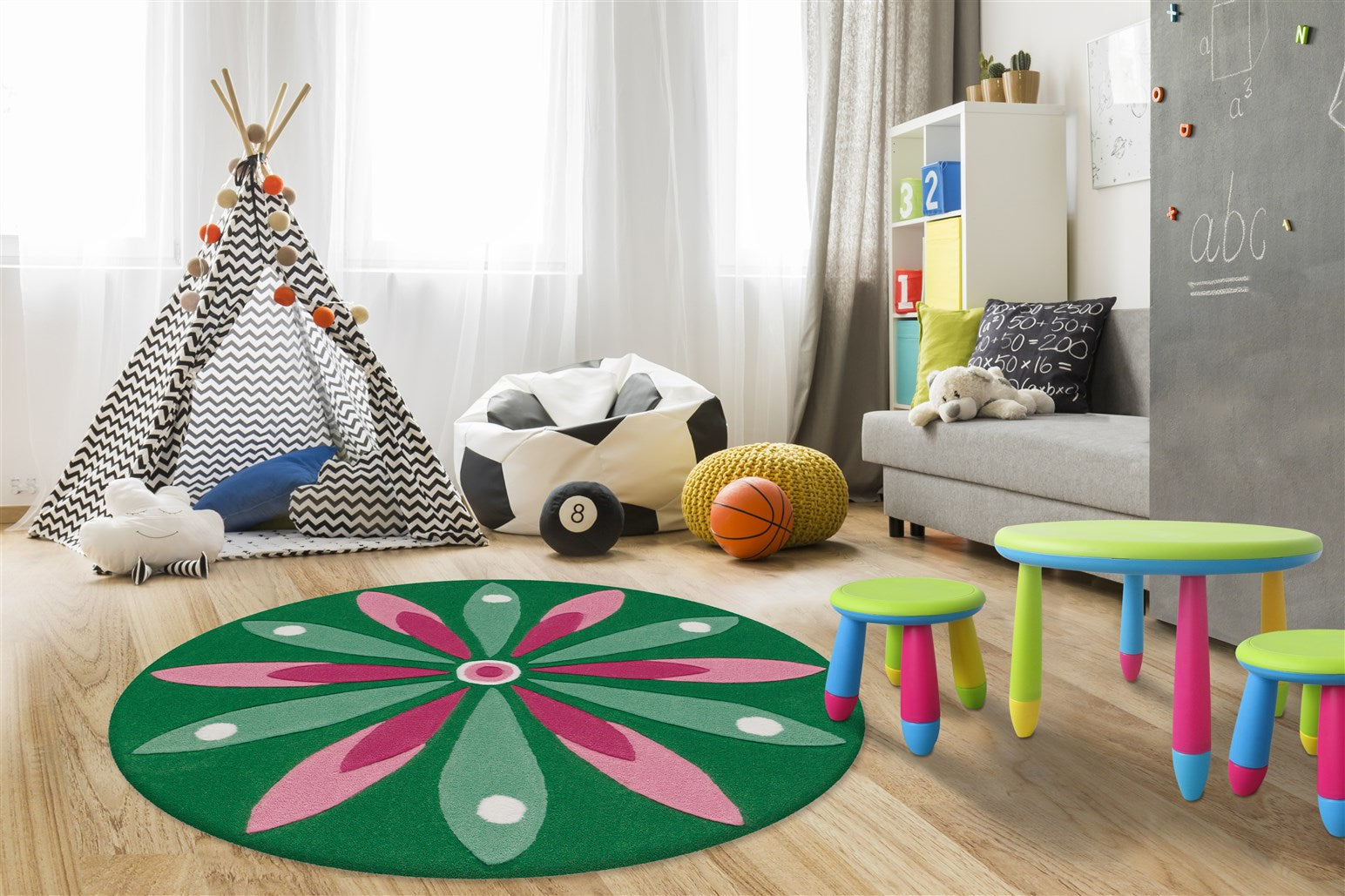 kayoom-joy-4184-bunter-motivteppich-acryl-flor-pflegeleicht-f-r-wohnzimmer-schla image 2