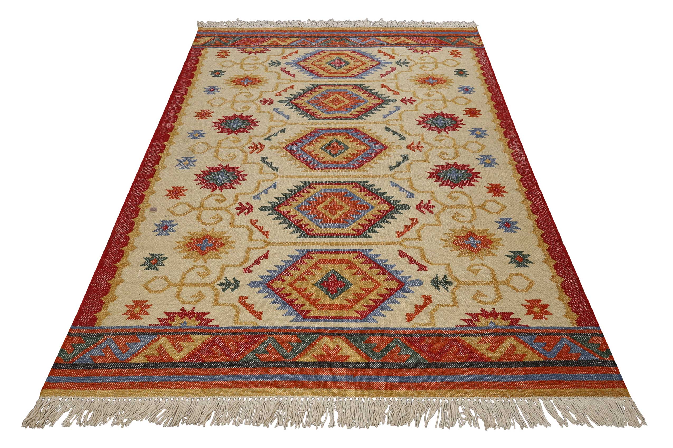 green-looop-valere-kelim-teppich-beige-wolle-handgewebt image 3