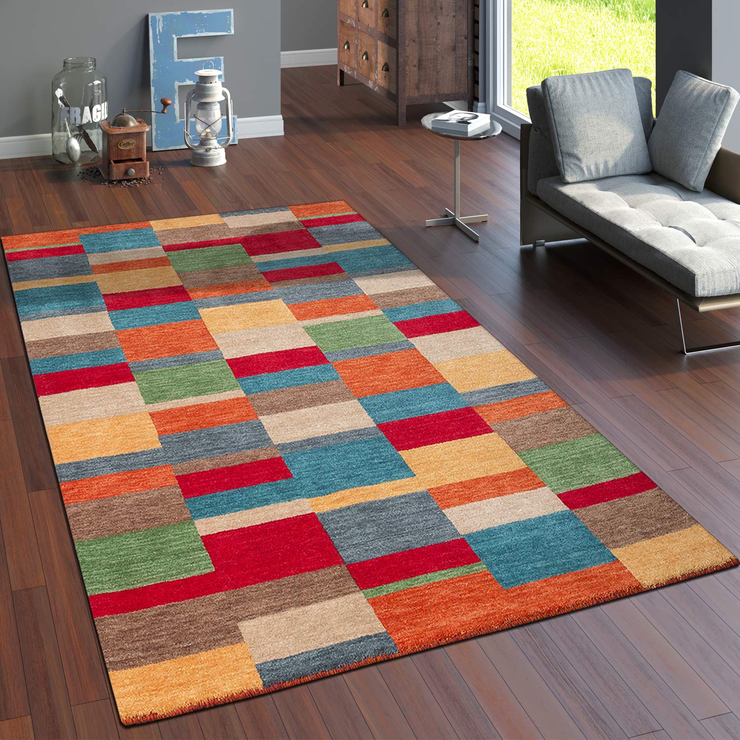 paco-home-teppich-kurzflor-gabbeh-ethno-geometrisch-80x150-cm-rot image 8