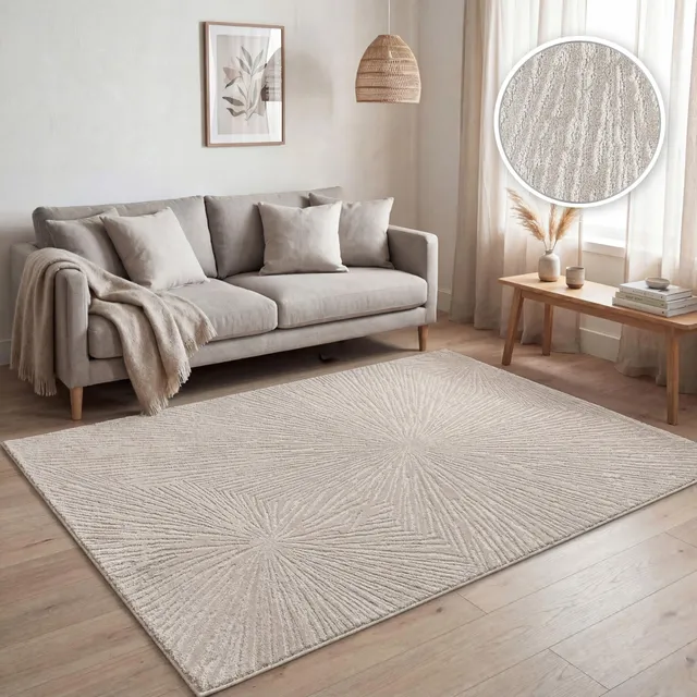 paco-home-metro-kurzflor-teppich-200x280-cm-beige-abstrakt-3d image 1