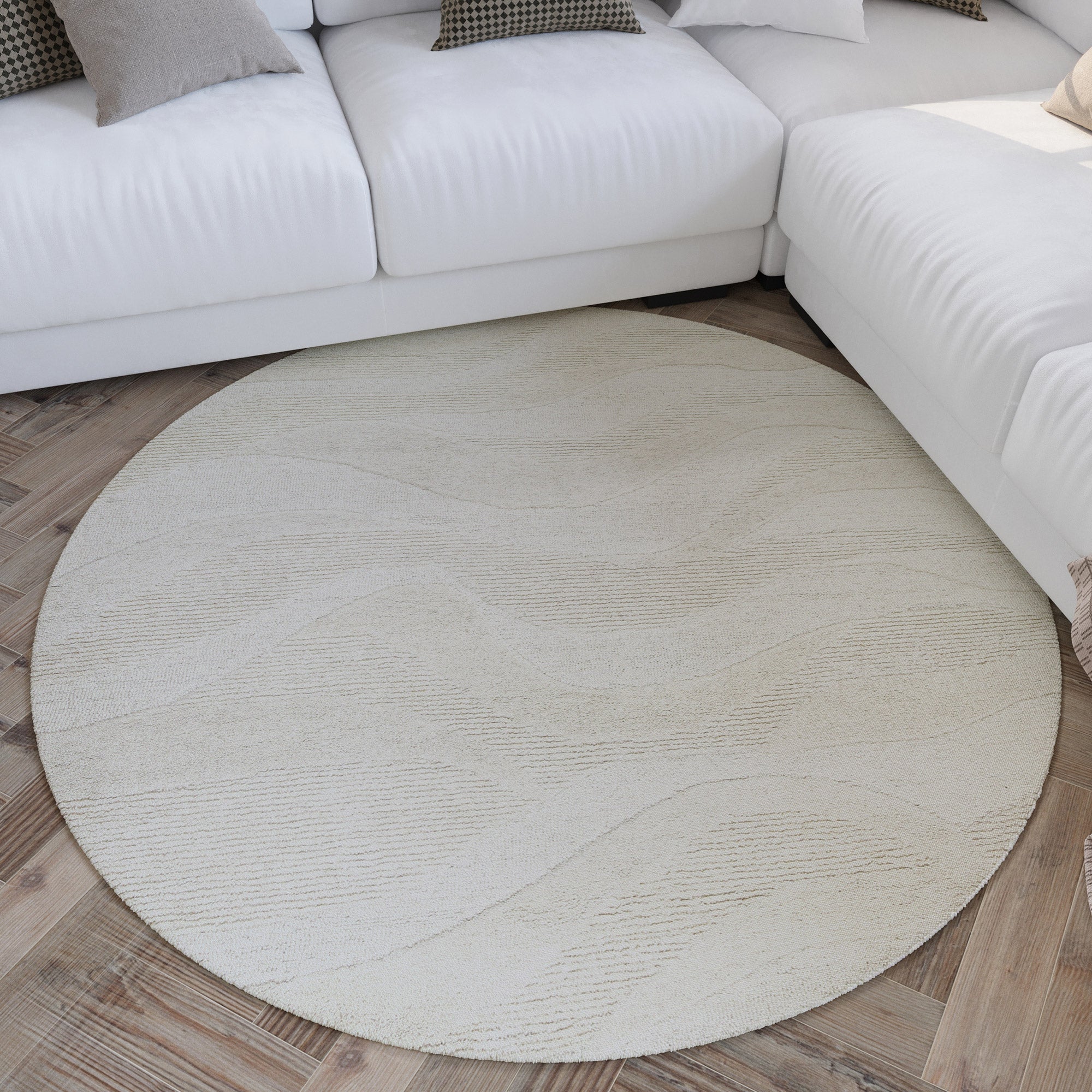weconhome-kurzflor-teppich-rund-creme-wei-meliert-schurwolle-hamptons-thirtyfour image 2