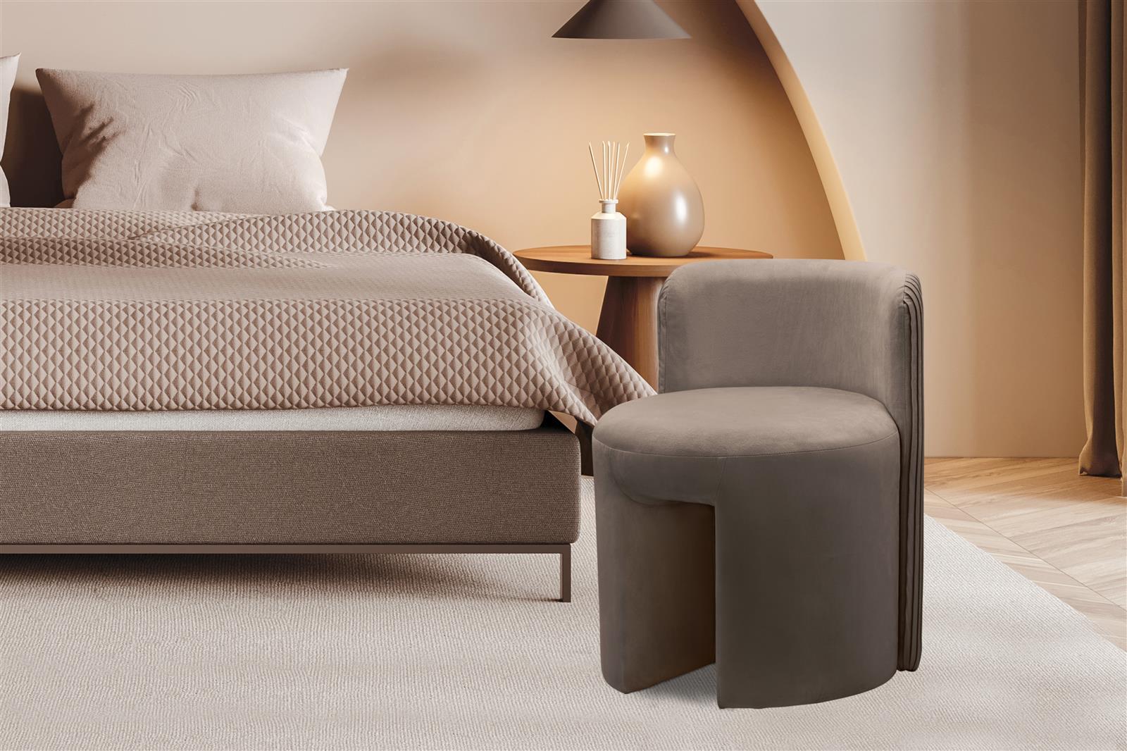 kayoom-hocker-curvy-125-runder-sitzhocker-mit-r-ckenst-tze-samtbezug-und-plissee image 2