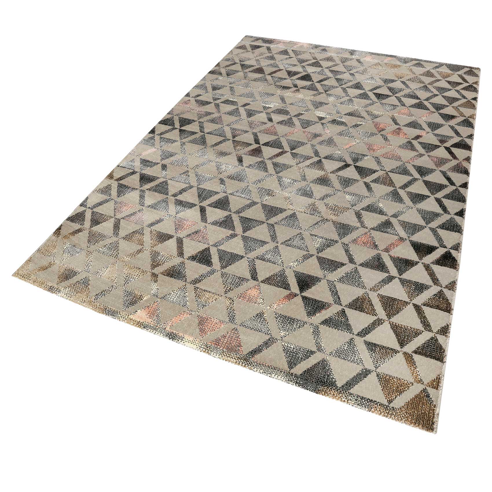 weconhome-pearl-2-0-kurzflor-teppich-grau-schwarz-rosa-gewebter-design-teppich image 2