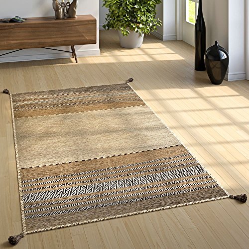 paco-home-kelim-teppich-60x110-cm-beige-handgewebter-baumwollteppich-mit-fransen image 6