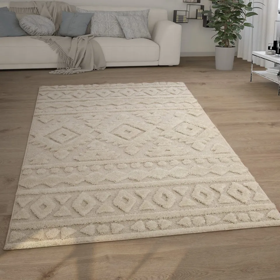 paco-home-shaggy-plus-hochflor-teppich-60x100-cm-creme-6-ethno-boho image 1