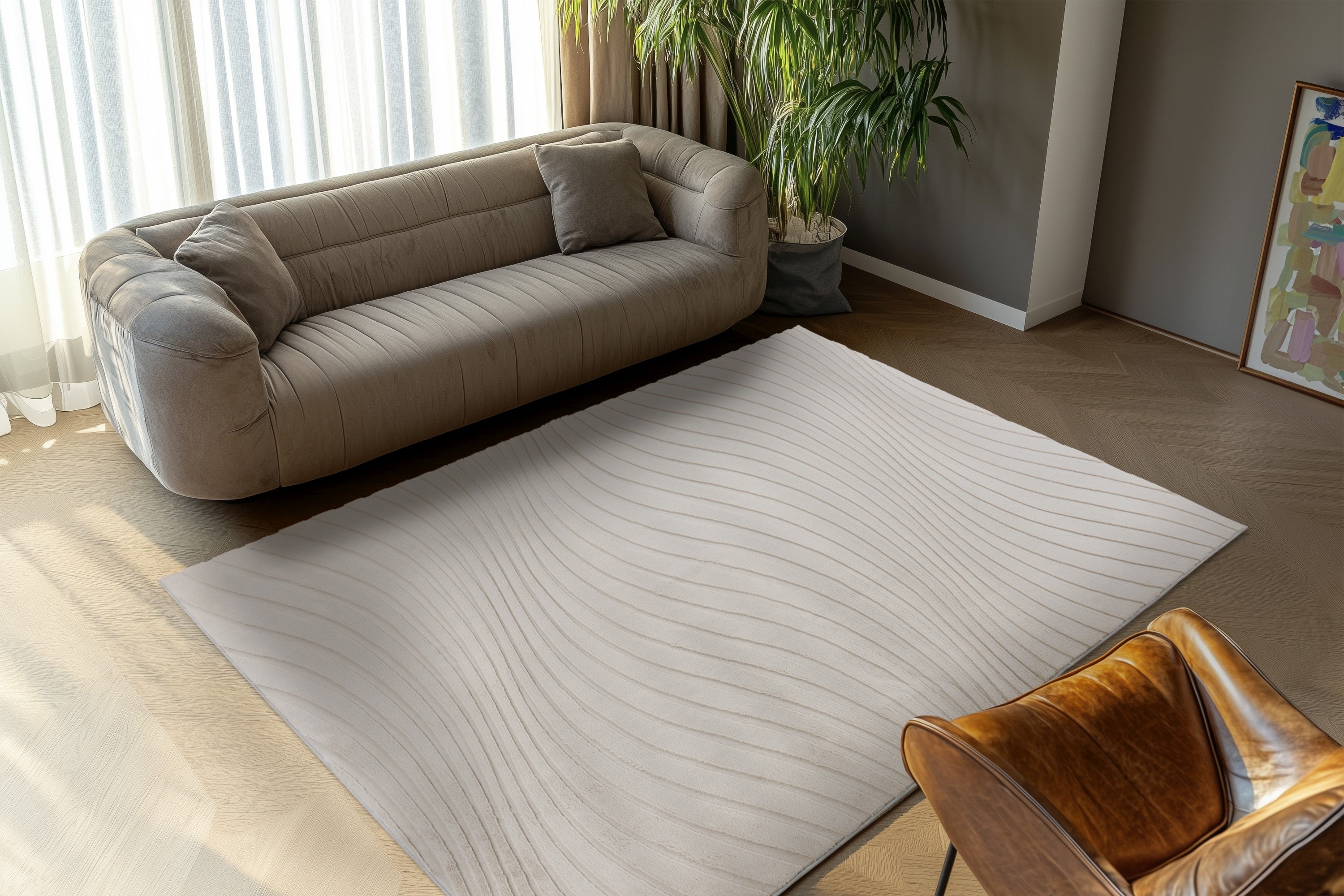 kayoom-earth-125-kurzflorteppich-12-mm-florh-he-1500-g-m-polyester-helltaupe-4-g image 3