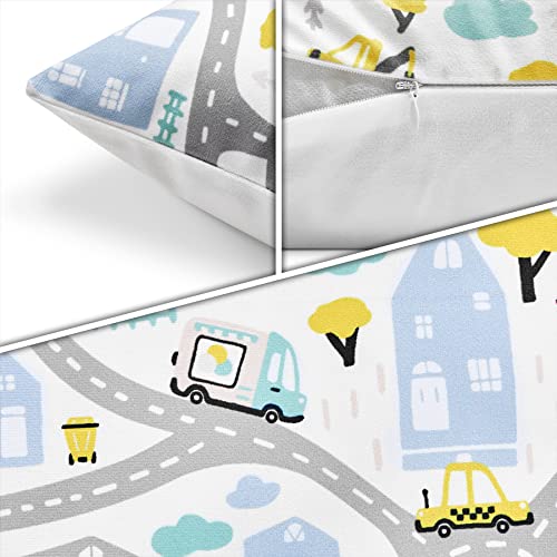 paco-home-2er-set-kissenbez-ge-45x45-cm-stra-e-auto-kinderzimmer-deko image 8