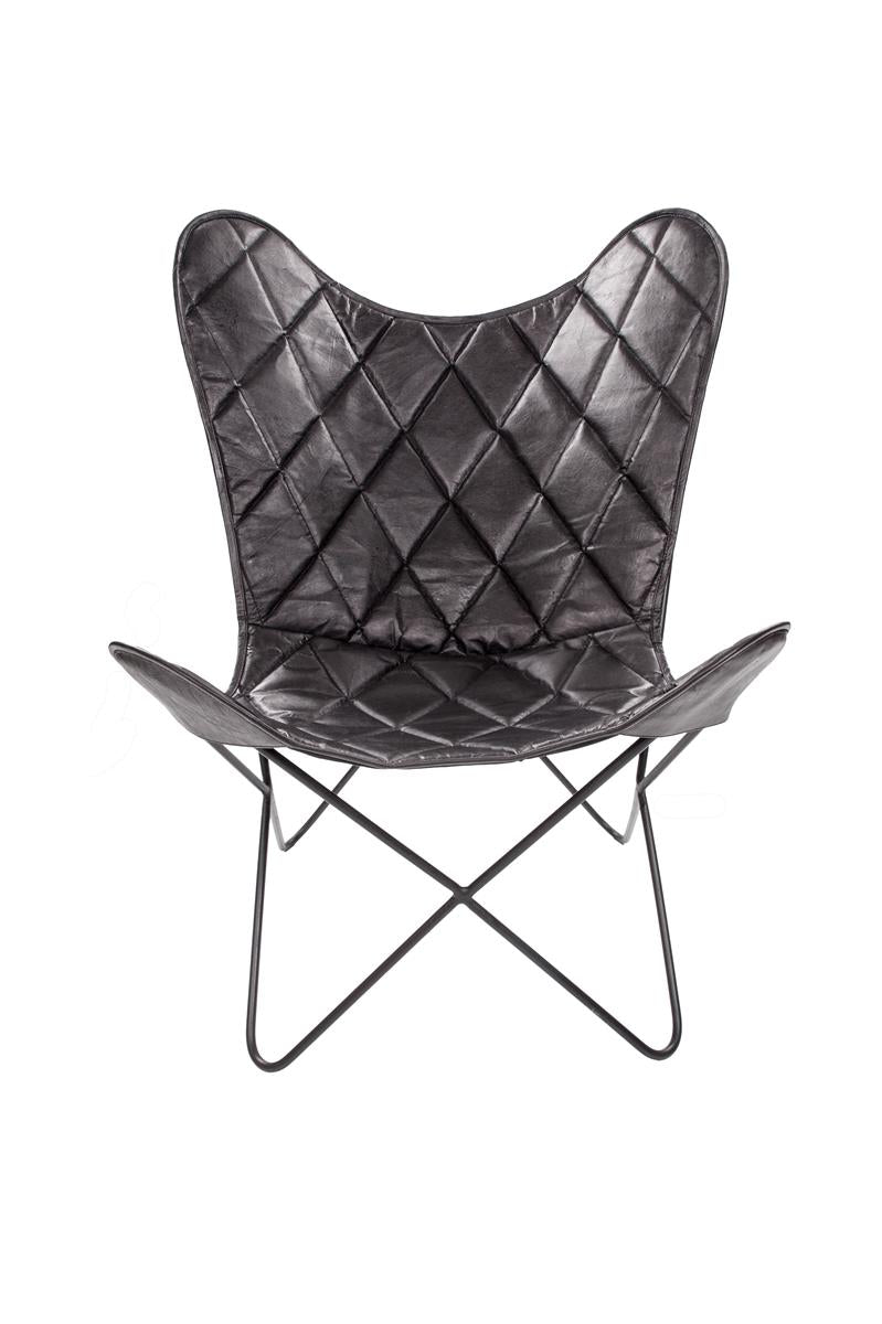 kayoom-schmetterling-stuhl-pablo-handgemacht-aus-leder-karo-muster-metallgestell image 5