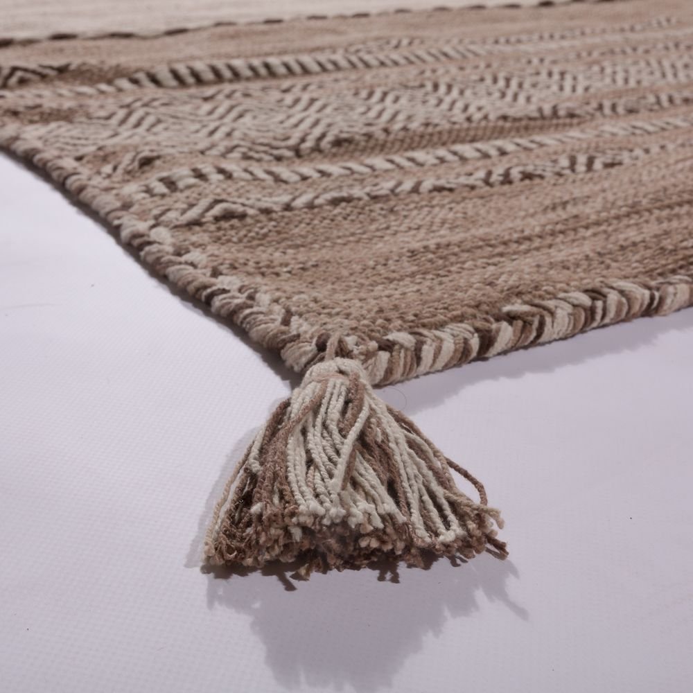 paco-home-kelim-teppich-60x110-cm-beige-handgewebter-baumwollteppich-mit-fransen image 2