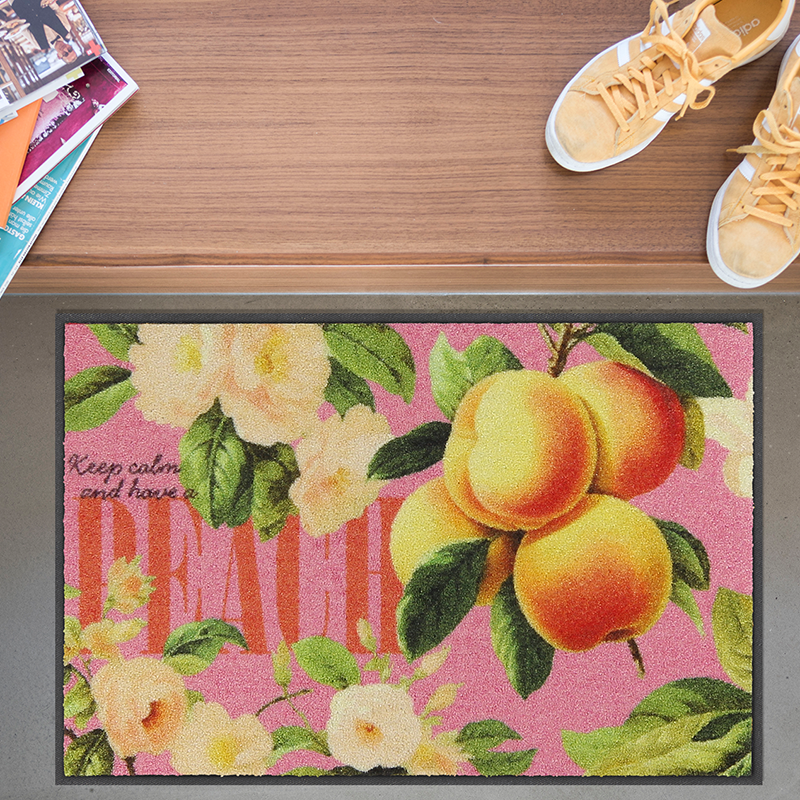 salonloewe-happy-peach-eingangsmatte-50-x-75-cm-waschbare-fu-matte-mit-pfirsich- image 2