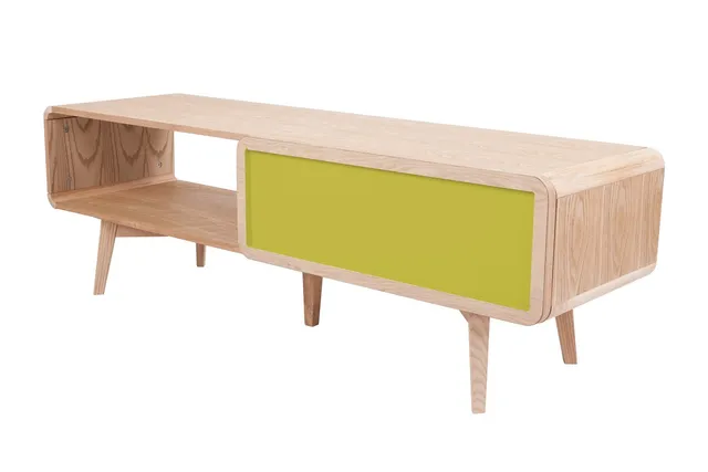 kayoom-tv-tisch-addison-ii-moderner-fernsehtisch-in-esche-gr-n-mit-schublade image 1