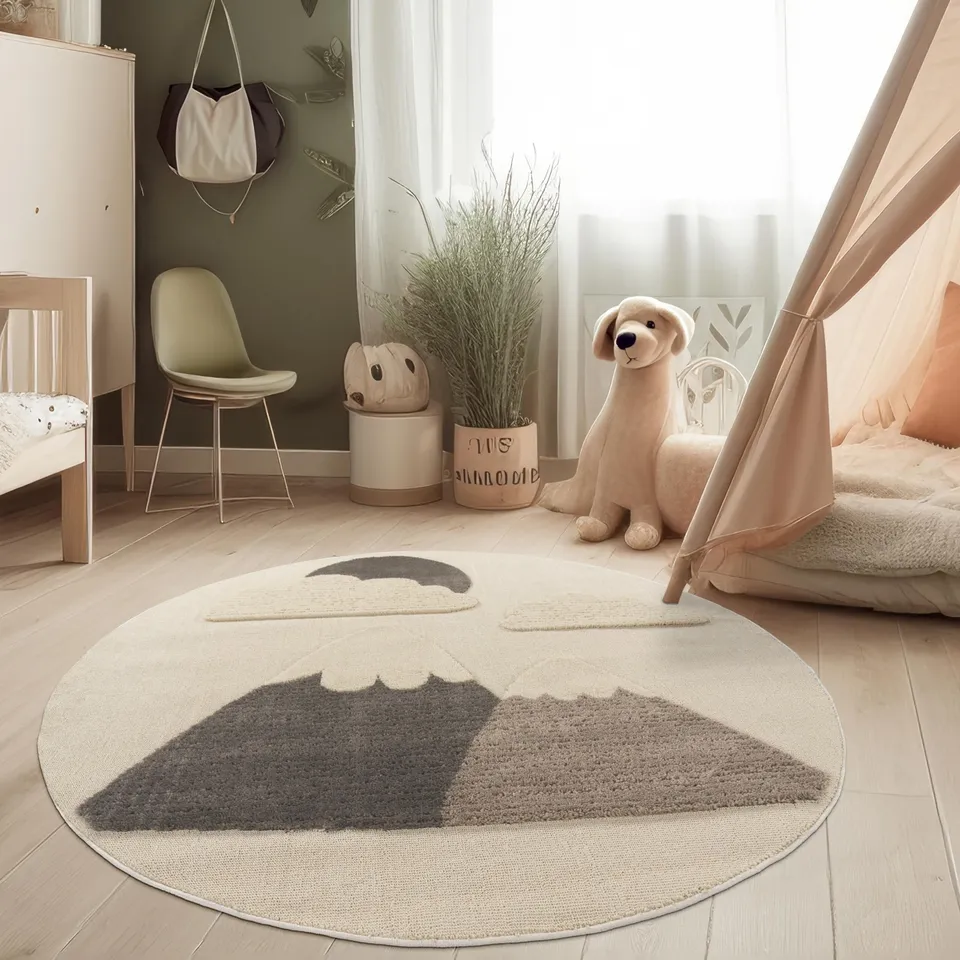 paco-home-kinderteppich-spielteppich-3d-berg-motiv-120-cm-rund-cremefarben image 1