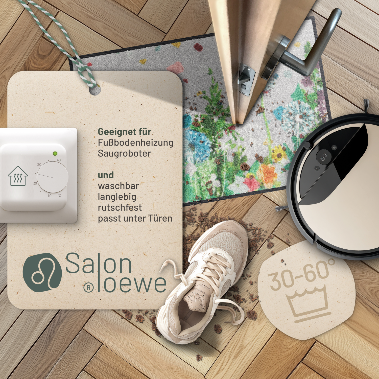 salonloewe-bee-happy-portrait-eingangsmatte-50-x-75-cm-farbenfrohes-blumenmotiv image 3