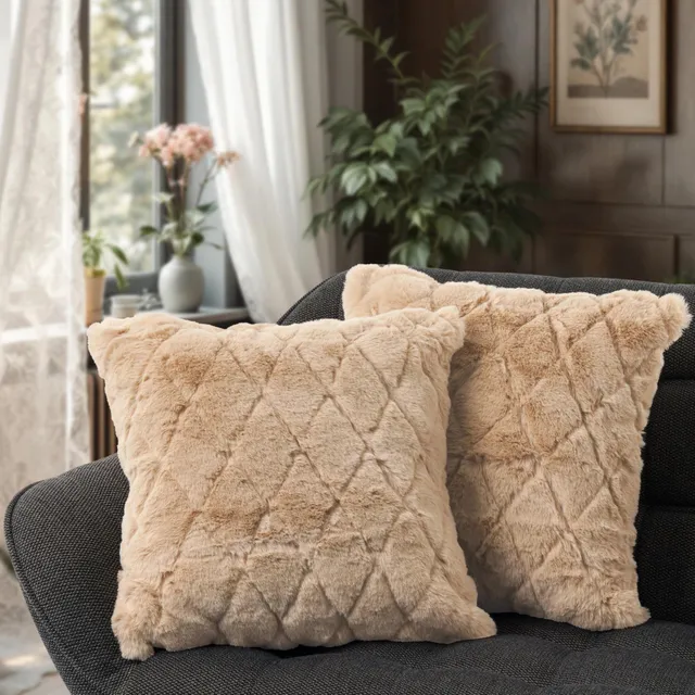 paco-home-boho-uni-kissenbezug-2er-set-beige-3d-raute image 1