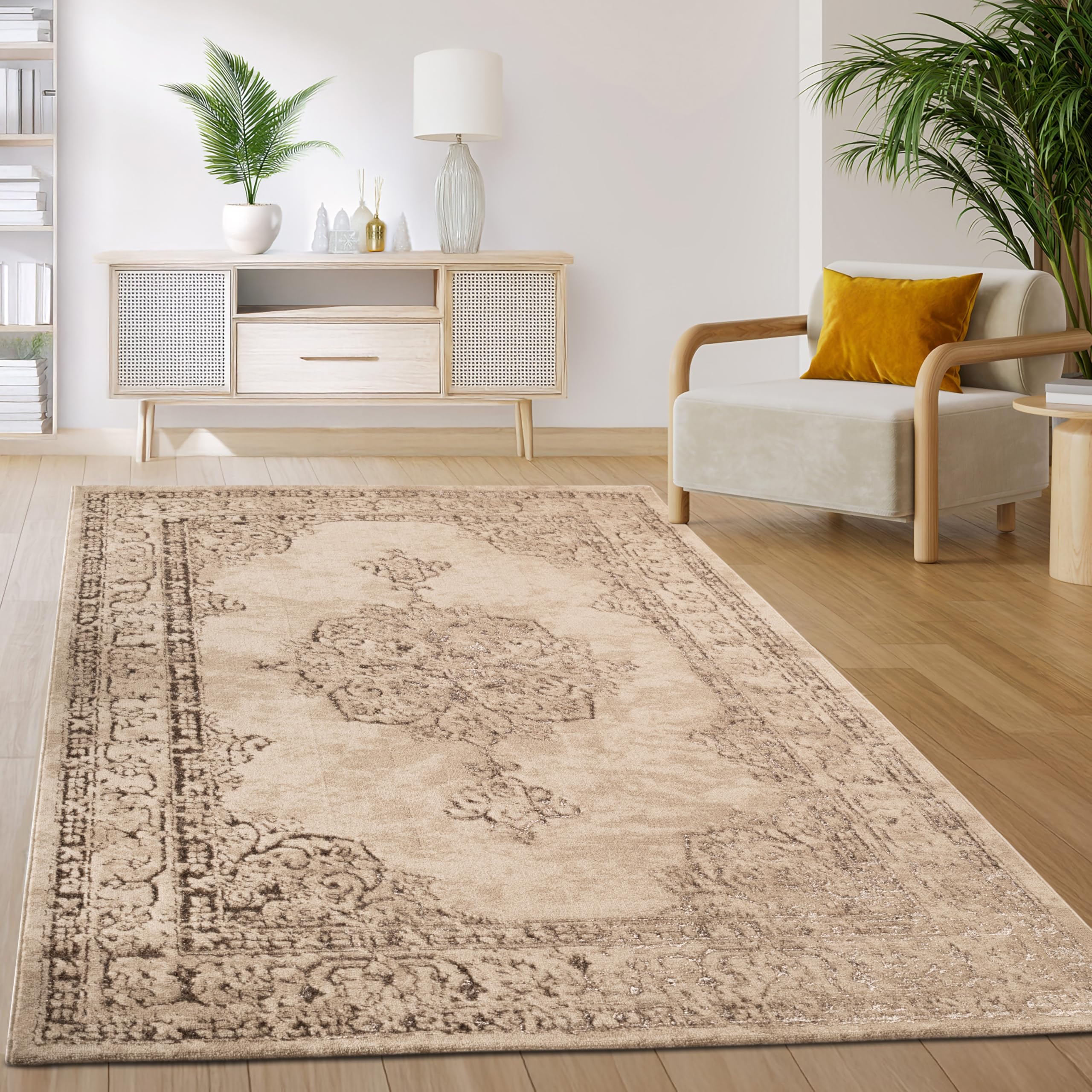 paco-home-teppich-kurzflor-vintage-orientalisch-80x150-cm-schwarz-gold image 6