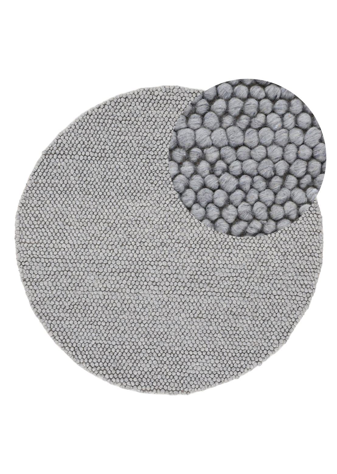 carpetfine-calo-wollteppich-rund-hellgrau-80-cm-filzkugel image 1