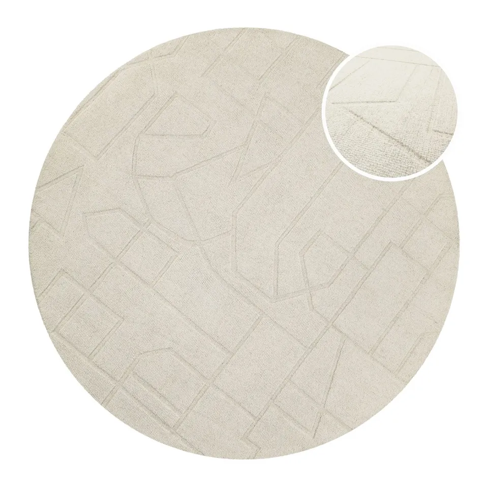 weconhome-hamptons-twentyeight-kurzflor-teppich-rund-creme-wei-handgetuftet-synt image 1