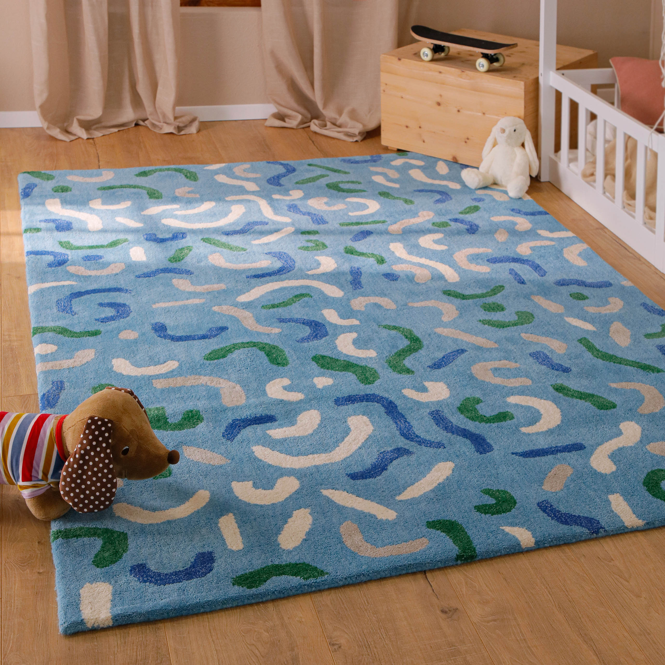 weconhome-kinderteppich-confetti-aus-schurwolle-blau-gr-n-handgetuftet-smart-kid image 2