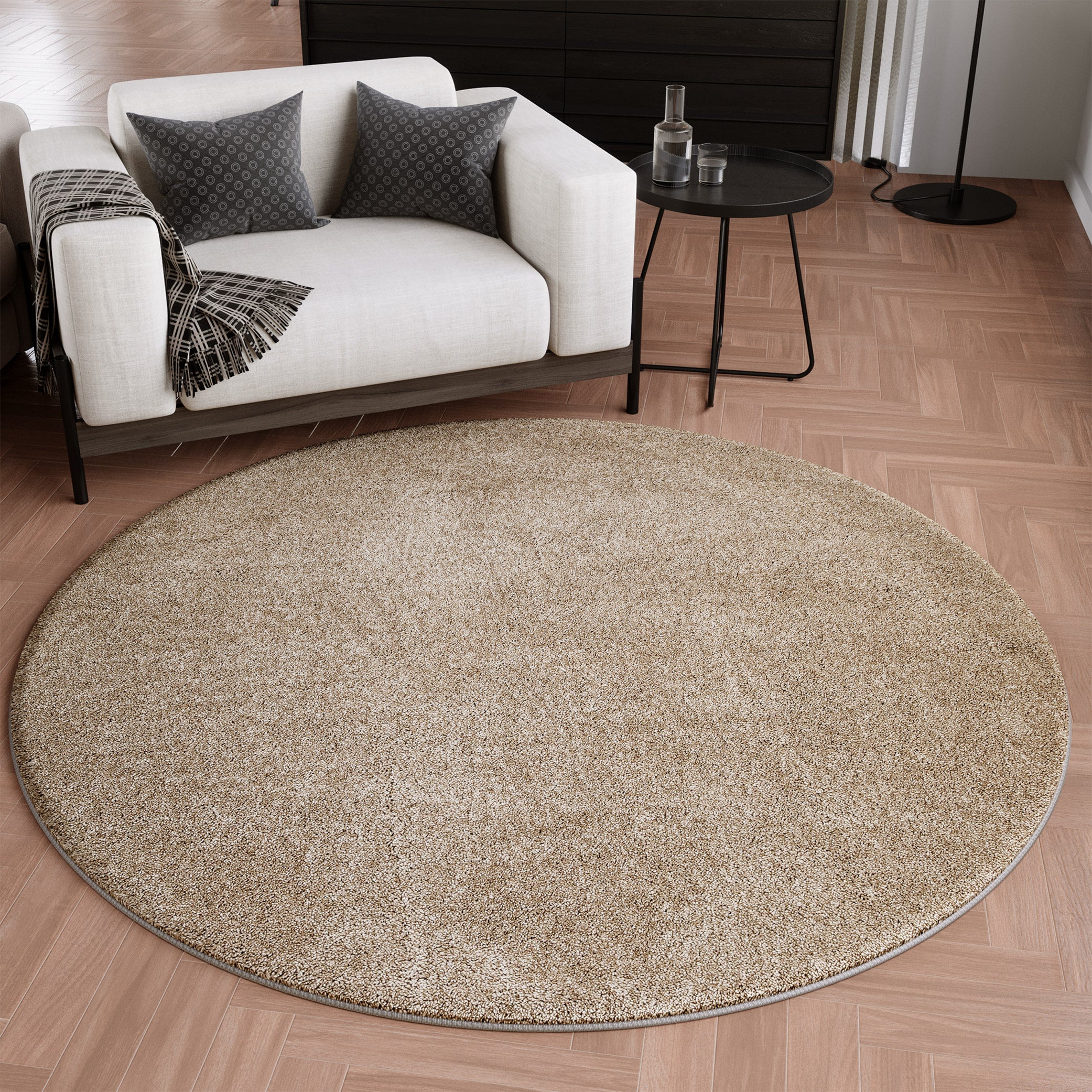 weconhome-wogh-kurzflorteppich-rund-sand-beige image 1
