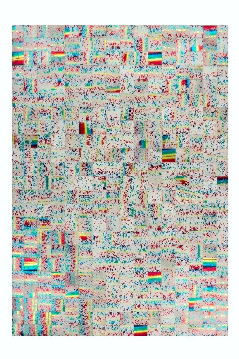 kayoom-rocket-310-lederteppich-handarbeit-im-patchwork-design-mit-metallischen-a image 1